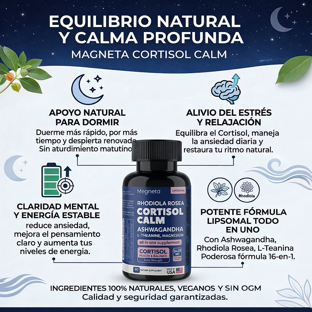 CORTISOL CALM – Suplemento para el Estrés, el Sueño y la Energía
